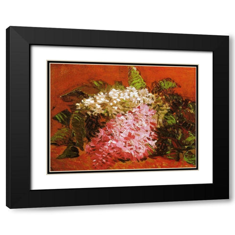 Lilacs Black Modern Wood Framed Art Print with Double Matting by Van Gogh, Vincent
