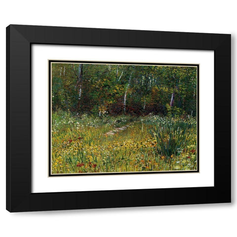 A Park In Spring 1887 Black Modern Wood Framed Art Print with Double Matting by Van Gogh, Vincent