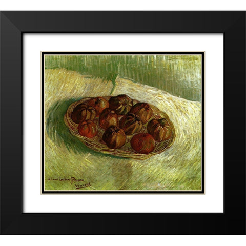 Basket Apples Black Modern Wood Framed Art Print with Double Matting by Van Gogh, Vincent