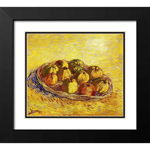 Basket Apples 2 Black Modern Wood Framed Art Print with Double Matting by Van Gogh, Vincent
