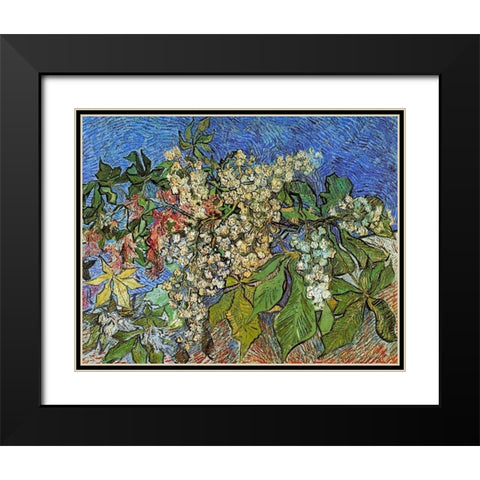 Blossoming Chestnut Branches Black Modern Wood Framed Art Print with Double Matting by Van Gogh, Vincent