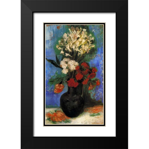 Carnations And Other Flowers Black Modern Wood Framed Art Print with Double Matting by Van Gogh, Vincent