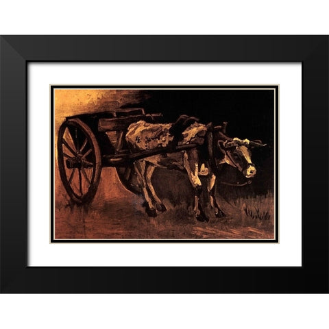 Cart Red White Ox Black Modern Wood Framed Art Print with Double Matting by Van Gogh, Vincent