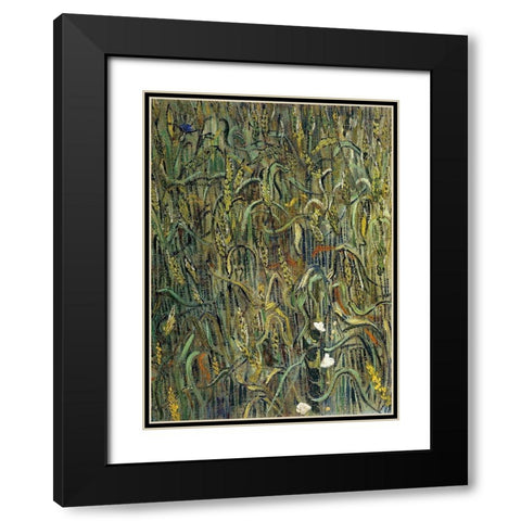 Ears Of Wheat Black Modern Wood Framed Art Print with Double Matting by Van Gogh, Vincent