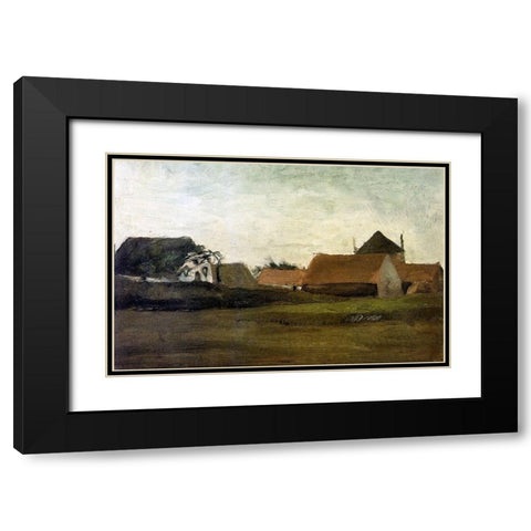 Farm House Loosduinen Near The Hague Black Modern Wood Framed Art Print with Double Matting by Van Gogh, Vincent