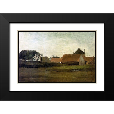 Farm House Loosduinen Near The Hague Black Modern Wood Framed Art Print with Double Matting by Van Gogh, Vincent