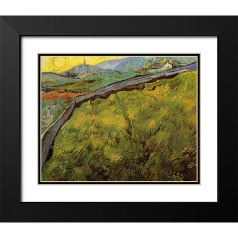 Field Of Spring Wheat At Sunrise Black Modern Wood Framed Art Print with Double Matting by Van Gogh, Vincent