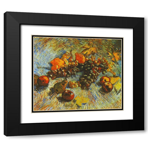 Grapes Apples Pear Lemons Black Modern Wood Framed Art Print with Double Matting by Van Gogh, Vincent