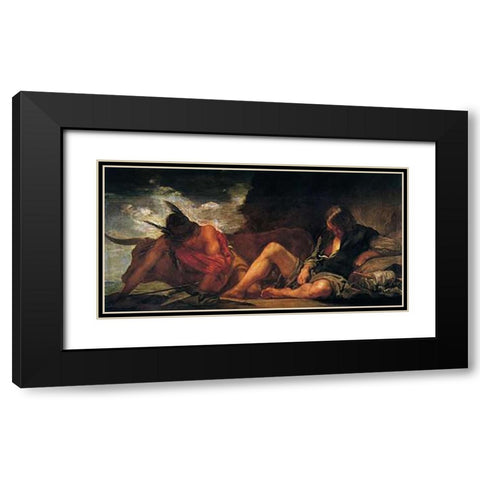 Mercury And Argus Black Modern Wood Framed Art Print with Double Matting by Velazquez, Diego