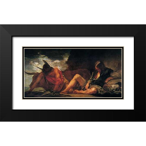 Mercury And Argus Black Modern Wood Framed Art Print with Double Matting by Velazquez, Diego