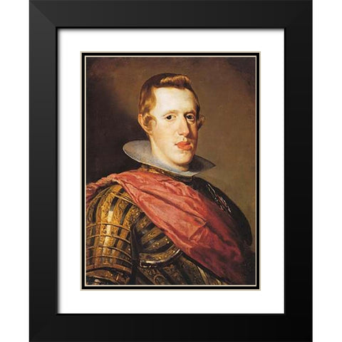Philip IV In Armour Black Modern Wood Framed Art Print with Double Matting by Velazquez, Diego