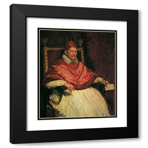 Pope Innocent X Black Modern Wood Framed Art Print with Double Matting by Velazquez, Diego