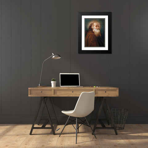 Saint Anthony Abbot Black Modern Wood Framed Art Print with Double Matting by Velazquez, Diego