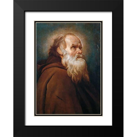 Saint Anthony Abbot Black Modern Wood Framed Art Print with Double Matting by Velazquez, Diego