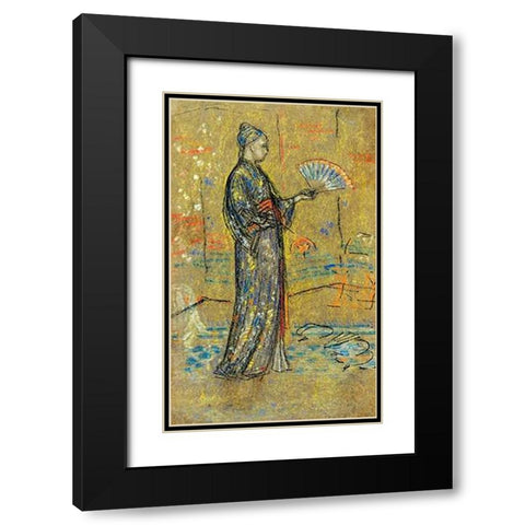 A Japanese Woman Painting A Fan 1872 Black Modern Wood Framed Art Print with Double Matting by Whistler, James McNeill