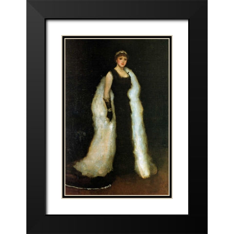 Arrangement In Black Lady Meux 1881 Black Modern Wood Framed Art Print with Double Matting by Whistler, James McNeill