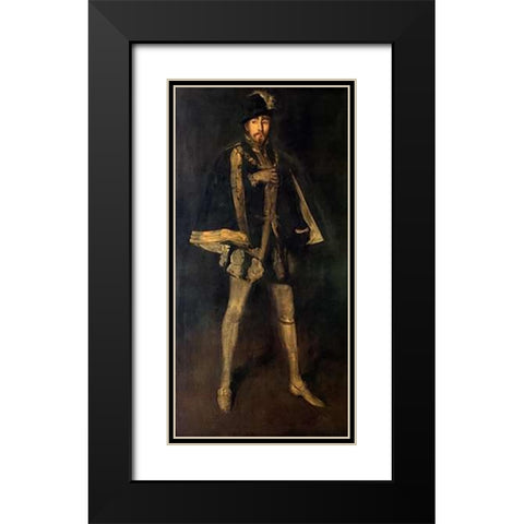 Arrangement In Black Sir Henry Irving 1876 Black Modern Wood Framed Art Print with Double Matting by Whistler, James McNeill