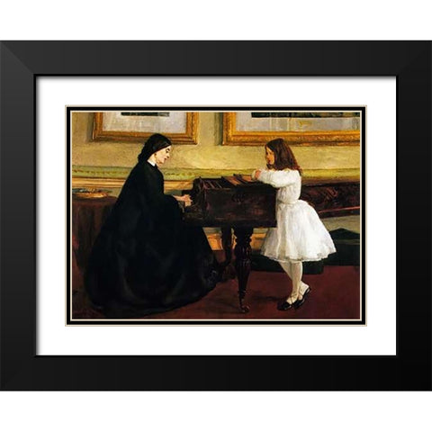 At The Piano Black Modern Wood Framed Art Print with Double Matting by Whistler, James McNeill