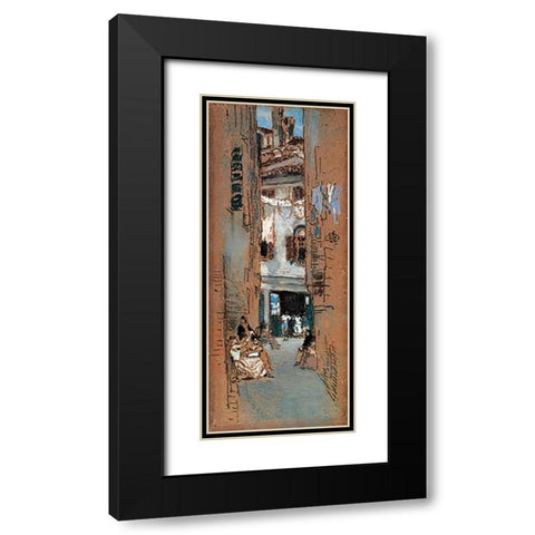 Bead Stringers 1880 Black Modern Wood Framed Art Print with Double Matting by Whistler, James McNeill