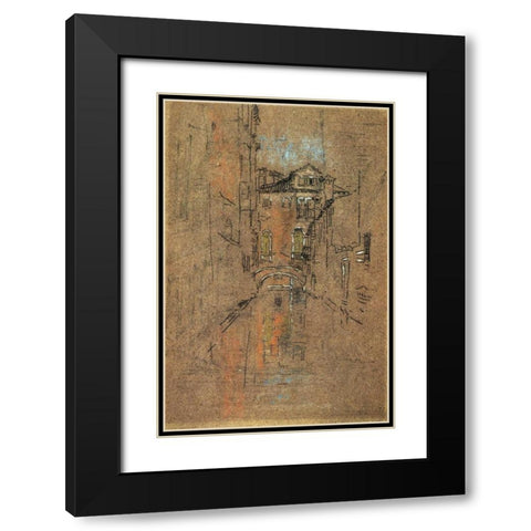 Canal 1879 Black Modern Wood Framed Art Print with Double Matting by Whistler, James McNeill