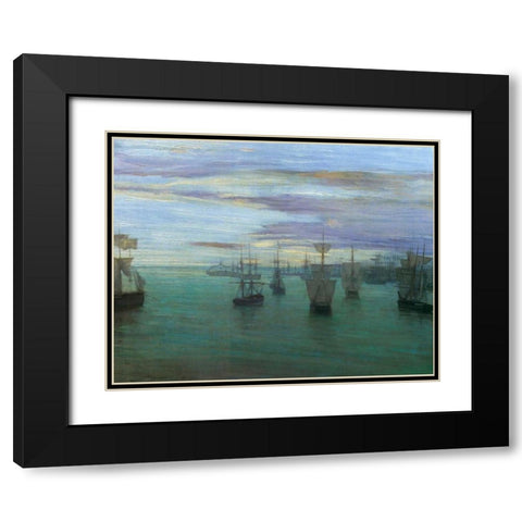 Crepuscule In Flesh Colour And Green Valparaiso 1866 Black Modern Wood Framed Art Print with Double Matting by Whistler, James McNeill