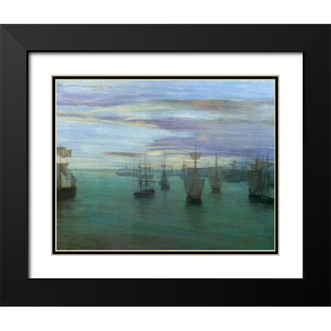 Crepuscule In Flesh Colour And Green Valparaiso 1866 Black Modern Wood Framed Art Print with Double Matting by Whistler, James McNeill