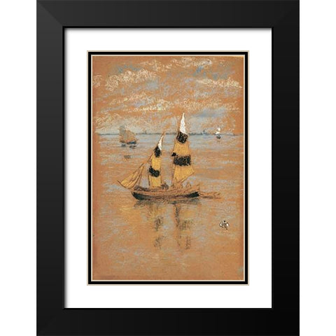 Fishing Boats 1880 Black Modern Wood Framed Art Print with Double Matting by Whistler, James McNeill