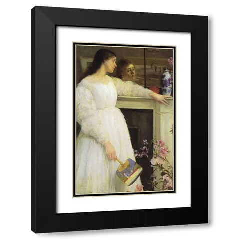 Girl In White Black Modern Wood Framed Art Print with Double Matting by Whistler, James McNeill