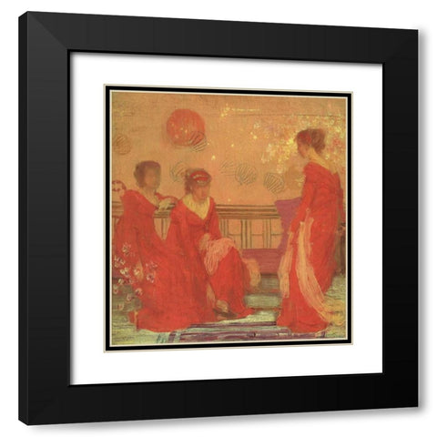 Harmony In Flesh Colour And Red 1869 Black Modern Wood Framed Art Print with Double Matting by Whistler, James McNeill