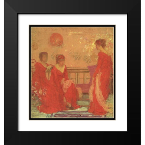 Harmony In Flesh Colour And Red 1869 Black Modern Wood Framed Art Print with Double Matting by Whistler, James McNeill