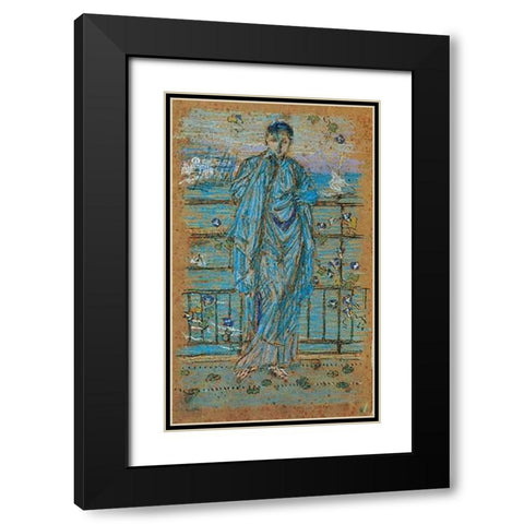 Morning Glories 1865 Black Modern Wood Framed Art Print with Double Matting by Whistler, James McNeill