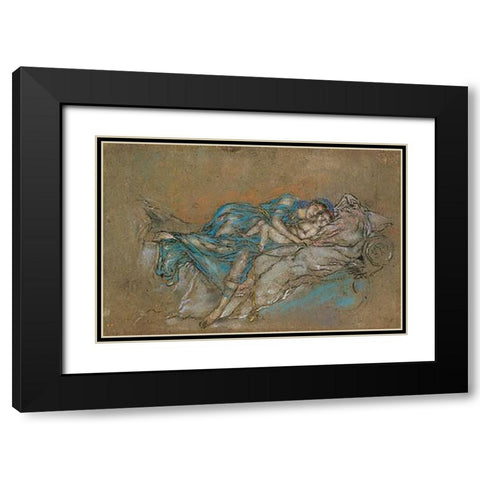 Mother And Child The Pearl 1880 Black Modern Wood Framed Art Print with Double Matting by Whistler, James McNeill