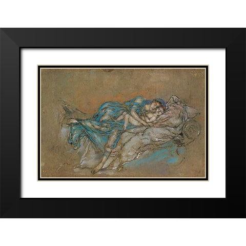 Mother And Child The Pearl 1880 Black Modern Wood Framed Art Print with Double Matting by Whistler, James McNeill