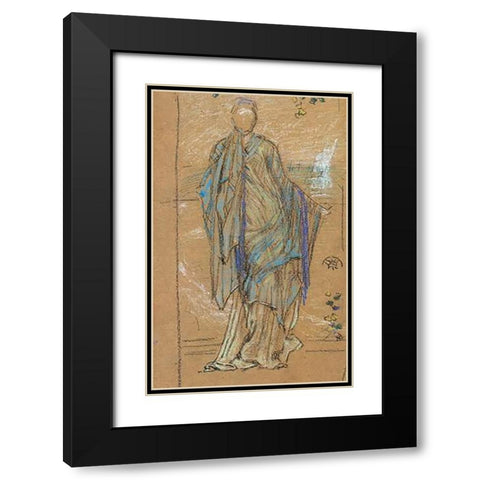 Nasturtiums 1870 Black Modern Wood Framed Art Print with Double Matting by Whistler, James McNeill