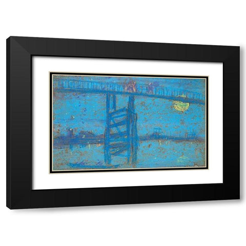 Nocturne Battersea Bridge 1872 Black Modern Wood Framed Art Print with Double Matting by Whistler, James McNeill