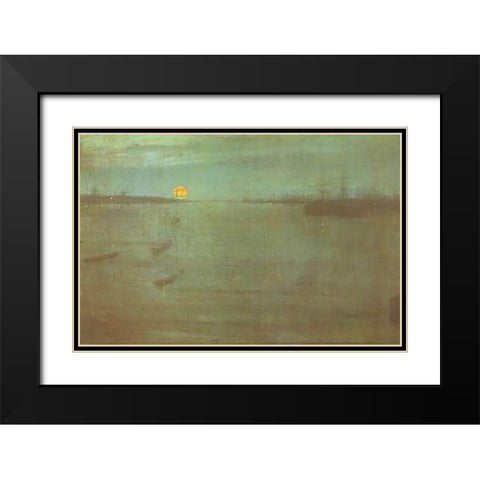 Nocturne Blue And Gold Southampton Water 1872 Black Modern Wood Framed Art Print with Double Matting by Whistler, James McNeill