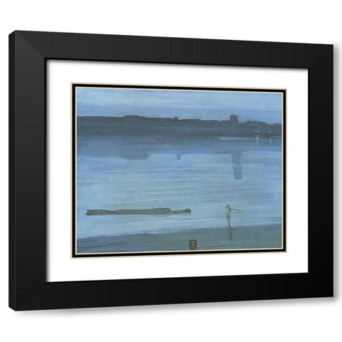 Nocturne Blue And Silver Chelsea Black Modern Wood Framed Art Print with Double Matting by Whistler, James McNeill