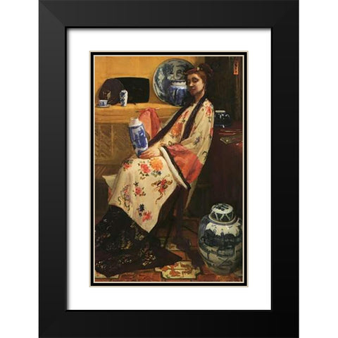 Purple And Rose Lange Leizen Of Six Marks 1864 Black Modern Wood Framed Art Print with Double Matting by Whistler, James McNeill