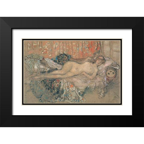 The Arabian 1892 Black Modern Wood Framed Art Print with Double Matting by Whistler, James McNeill