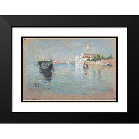 The Cemetery 1880 Black Modern Wood Framed Art Print with Double Matting by Whistler, James McNeill