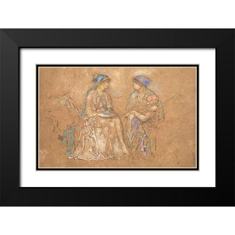 The Conversation 1890 Black Modern Wood Framed Art Print with Double Matting by Whistler, James McNeill