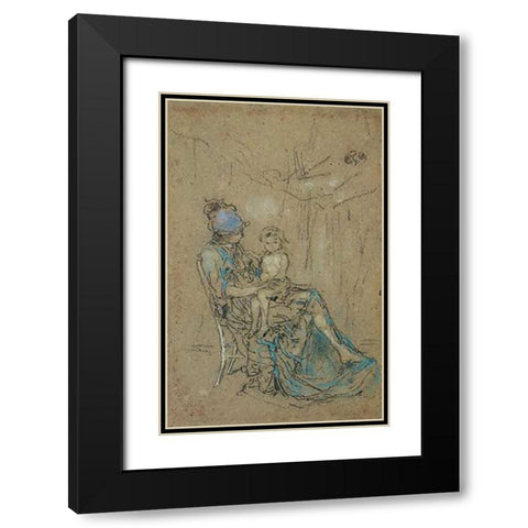 The Purple Cap 1890s Black Modern Wood Framed Art Print with Double Matting by Whistler, James McNeill