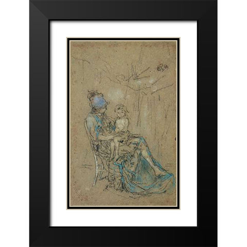 The Purple Cap 1890s Black Modern Wood Framed Art Print with Double Matting by Whistler, James McNeill