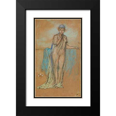 The Purple Cap A Note In Green And Violet 1870s Black Modern Wood Framed Art Print with Double Matting by Whistler, James McNeill