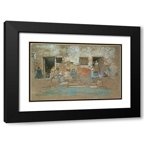 The Steps 1880 Black Modern Wood Framed Art Print with Double Matting by Whistler, James McNeill