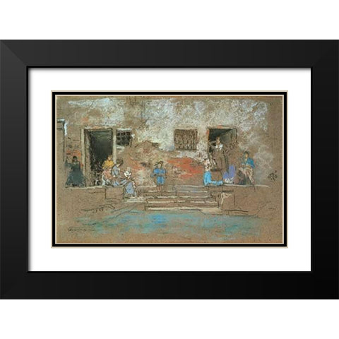 The Steps 1880 Black Modern Wood Framed Art Print with Double Matting by Whistler, James McNeill