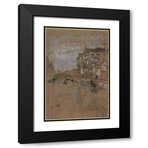 The Tobacco Warehouse 1879 Black Modern Wood Framed Art Print with Double Matting by Whistler, James McNeill