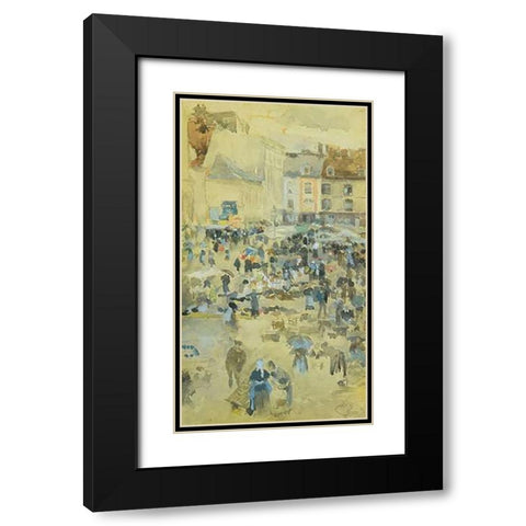 Variations In Violet And Grey Market Place Dieppe 1885 Black Modern Wood Framed Art Print with Double Matting by Whistler, James McNeill