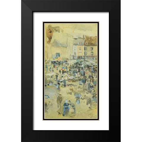 Variations In Violet And Grey Market Place Dieppe 1885 Black Modern Wood Framed Art Print with Double Matting by Whistler, James McNeill