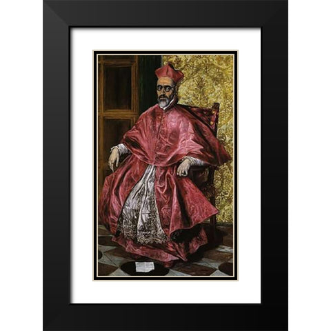 A Cardinal Probably Cardinal Nino De Guevara Black Modern Wood Framed Art Print with Double Matting by Greco, El